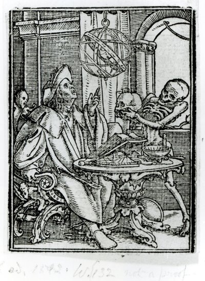 الموت والفلك ، من "رقصة الموت" ، نقشها هانز لوتزلبرغر ، c.1538 بواسطة هانز هولبين الأصغر