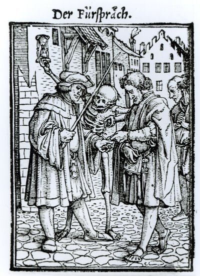 الموت والمحامي ، من "رقصة الموت" ، نقش هانز لوتزلبرغر ، c.1538 بواسطة هانز هولبين الأصغر