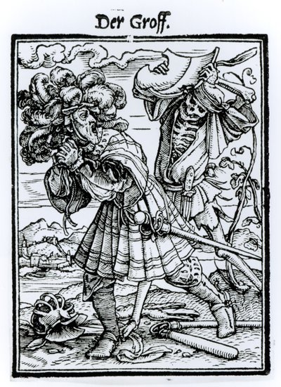 الموت والعد ، من `` رقصة الموت &39;&39; ، نقشها هانز لوتزلبرغر ، c.1538 بواسطة هانز هولبين الأصغر