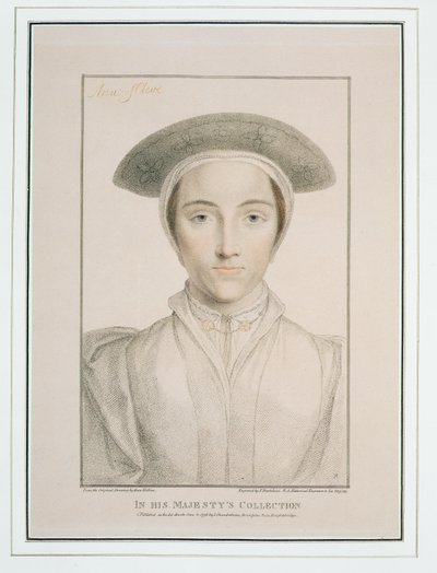 صورة الملكة آن أوف كليفز (1515-57) التي نقشها فرانشيسكو بارتولوزي (1727-1815) نشرت عام 1796 بواسطة هانز هولبين الأصغر