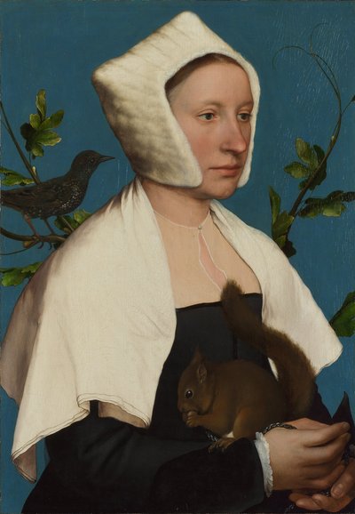 سيدة مع سنجاب و Starling Anne Lovell ، c. 1527 بواسطة هانز هولبين الأصغر