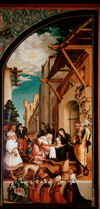 Altarpiece Oberried: "عبادة المجوس" Detrempe على الخشب لهانز هولبين ذا يونغ (1497 / 8-1543) 1521-1522 صن. 231 × 109 سم كاتدرائية دي فريبورغ ، سويسرا بواسطة هانز هولبين الأصغر
