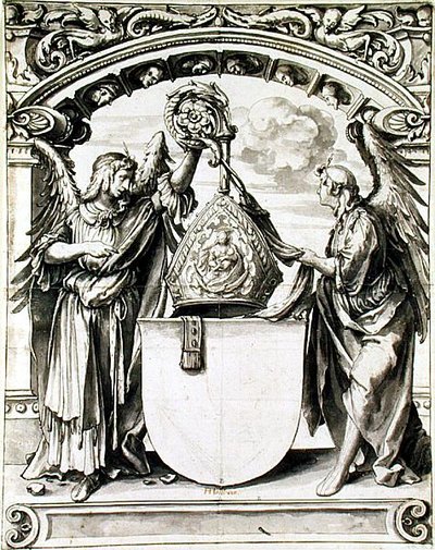 تصميم لطلاء زجاجي ، 1520 (قلم ورمادي يغسل بالطباشير الأسود على ورق) بواسطة هانز هولبين الأصغر