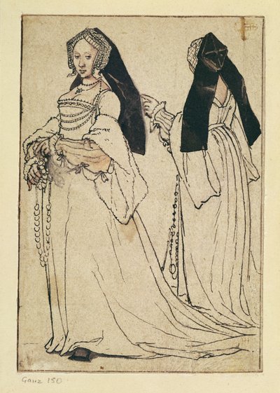 نظرتان لامرأة ترتدي هود إنجليزي ، c.1528-30 بواسطة هانز هولبين الأصغر