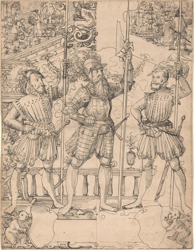 Halberdier واثنين من Pikemen بواسطة هانز جاكوب بليب