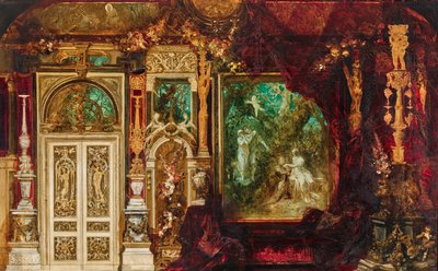 تصميم الديكور لغرفة نوم الإمبراطورة إليزابيث في Hermesvilla (المشهد الأوسط: حلم ليلة منتصف الصيف) بواسطة هانز ماكارت