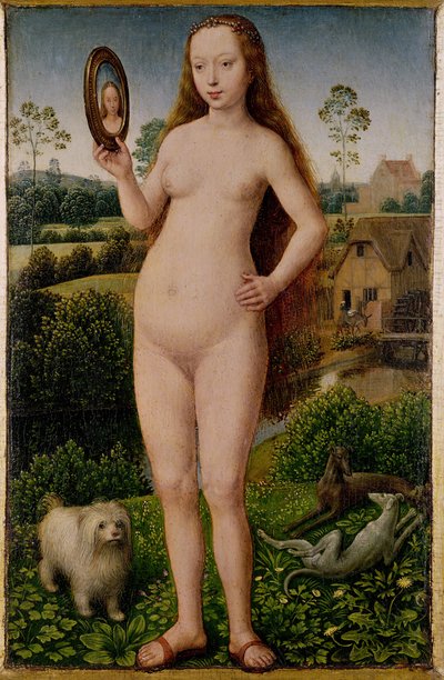 الغرور ، لوحة مركزية من ثلاثية الغرور الأرضي والخلاص الإلهي ، c.1485 بواسطة Hans Memling