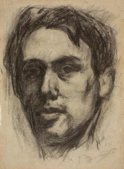 وجه بورتريه ذاتي ، ظهر رسم ، 1909. بواسطة هانز ريختر