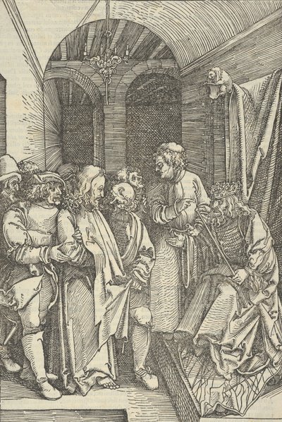 المسيح أمام هيرودس في قاعة ، من مرآة آلام ربنا يسوع المسيح ، 1507 ، 1507 بواسطة هانز شوفيلين الأكبر