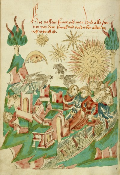 نهاية العالم السيدة لودفيغ XV 9 فل. 95v ، 1469 (حبر ، يغسل اللون ، وطباعه على الورق) بواسطة هانز شيلينغ