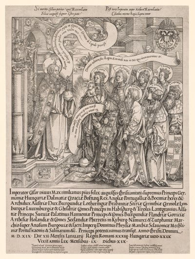 الإمبراطور ماكسيميليان قدمه رعاةه إلى الله تعالى ، 1519. بواسطة هانز سبرينجينكلي