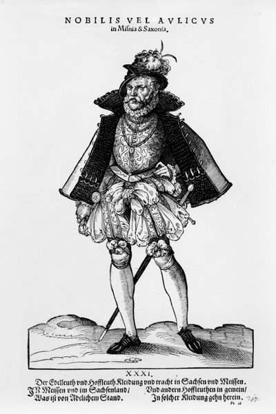 نوبل من Misnia und Saxonia ، رسم توضيحي من "Trachtenbuch" بواسطة Hans Weigel ، نشر 1577 (نقش خشبي وحروف) بواسطة هانز ويجل