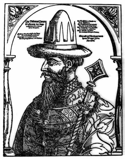صورة إيفان الرابع الرهيب (1533 - 1584) ، القيصر الروسي. Xylography بواسطة هانز ويجل. بواسطة هانز ويجل