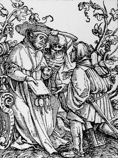 الموت والكاردينال ، من رقصة الموت ، نقش هانز لوتزلبرغر ، c.1538 بواسطة هانز بعد هولبين الأصغر