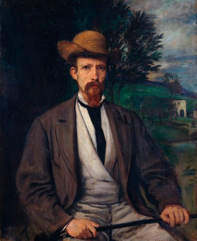 "" Autoportrait au chapeau jaune "(صورة ذاتية مع قبعة صفراء) Peinture de Hans von Marees (1837-1887) خافت 97x80 سم زيت على قماش 1874 Staatliche Museen ، برلين بواسطة هانز فون ماريس