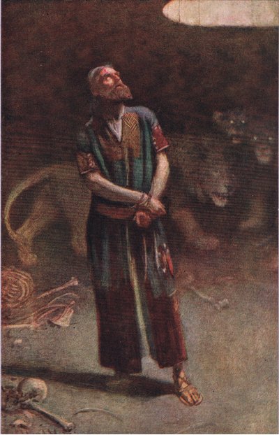 دانيال في عرين الأسود ، توضيح من الصور التي تعلم سلسلة التاج ، 1920 بواسطة هارولد كبينج