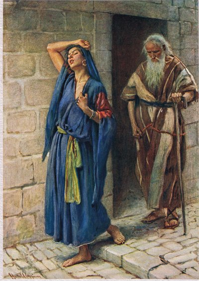 زوجة يربعام ، رسم توضيحي من "نساء الكتاب المقدس" ، نشرته جمعية المسالك الدينية بواسطة هارولد كبينج