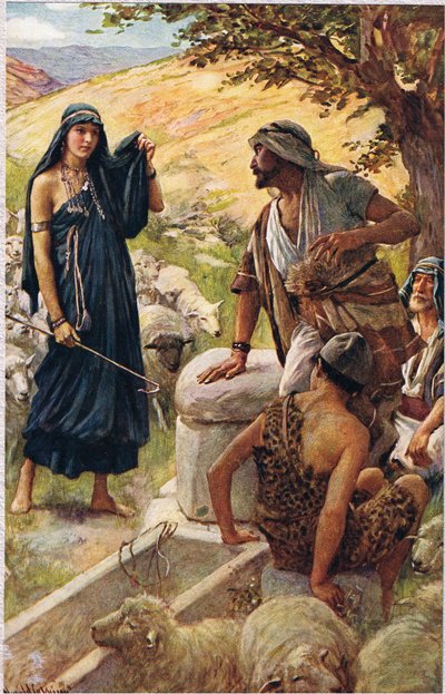 راشيل ، رسم توضيحي من "نساء الكتاب المقدس" ، نشرته جمعية المسالك الدينية بواسطة هارولد كبينج