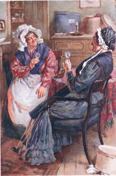 سارة غامب وبيتسي بريج ، رسوم توضيحية لرسومات شخصية من ديكنز جمعتها بي دبليو ماتز ، 1924 بواسطة هارولد كبينج
