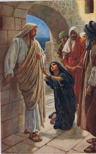 امرأة كنعان ، رسم توضيحي من "نساء الكتاب المقدس" ، نشرته جمعية المسالك الدينية ، 1927 بواسطة هارولد كبينج