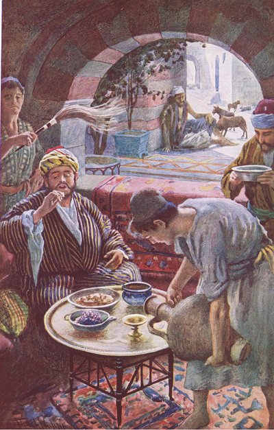 الرجل الغني ولعازر ، توضيح من هارولد كوبينغ بيكتشرز: سلسلة التاج ، حوالي 1920s بواسطة هارولد كبينج