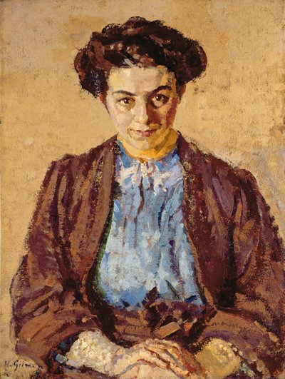 البلوزة الزرقاء ، صورة إلين زومبوليدس (1880-1958) (زيت على قماش) بواسطة هارولد جيلمان