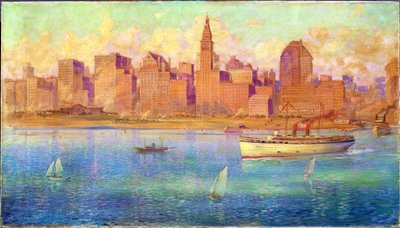 واجهة البحيرة، شيكاغو (زيت على قماش) بواسطة Harold Harrington Betts