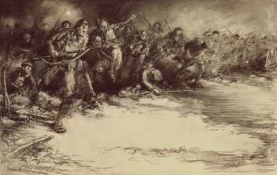 الهجوم المضاد ، حوالي 1918 (قلم رصاص على ورق) بواسطة هارولد جيمس موات
