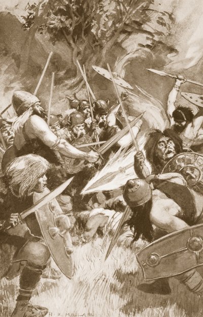 رمح Lugh&39;s Magic Spear ، رسم توضيحي من "أسطورة و أسطورة سلتيك" بقلم تشارلز سكوير ، 1905 بواسطة هارولد روبرت ميلار