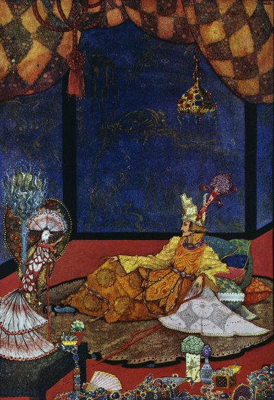 العندليب ، حكاية خرافية لهانس كريستيان أندرسن (1805-1875) ، رسم توضيحي لهاري كلارك (1890-1931) بواسطة هاري كلارك