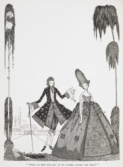 quot;ماذا، أليس مفتاح خزانتي بين الباقي؟quot; رسم توضيحي لقصة quot;اللحية الزرقاءquot;. بواسطة هاري كلارك