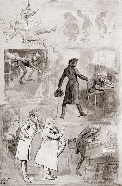 رسم توضيحي لترنيمة عيد الميلاد من كتب عيد الميلاد من تأليف تشارلز ديكنز بواسطة هاري فورنيس