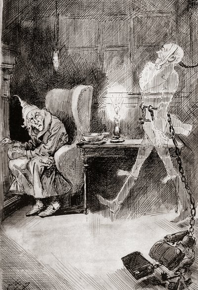 رسم توضيحي لترنيمة عيد الميلاد من كتب عيد الميلاد من تأليف تشارلز ديكنز بواسطة هاري فورنيس