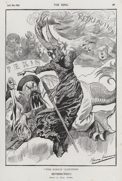 Retribution, cartoon on the Boxer Rebellion in China (engraving) بواسطة هاري فورنيس