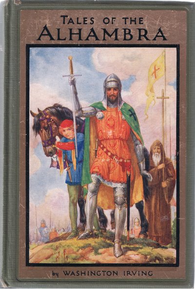 تصميم الغلاف الأمامي، رسم توضيحي من "حكايات قصر الحمراء"، حوالي عام 1940 (طباعة حجرية ملونة) بواسطة هاري جورج ثيكر