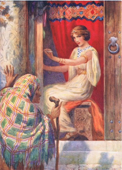 "الملكة فريججا وبيلدام" من كتاب "بالدور البيلوبيد" المصور في "قصص الأطفال من الأساطير الشمالية" الذي نشره رفائيل تاك بواسطة هاري جورج ثيكر
