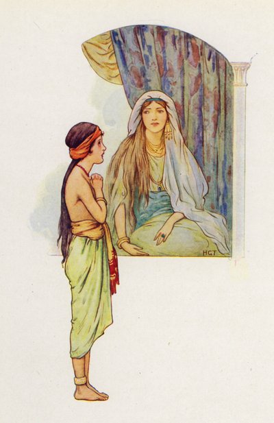 أخبرت الجارية الأسيرة الصغيرة سيدتها أن هناك نبيًا في السامرة سيشفي نعمان من برصه (ليثو ملون) بواسطة هاري جورج ثيكر
