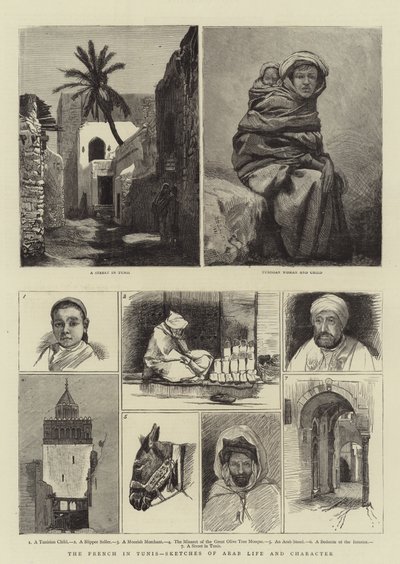 الفرنسيون في تونس ، رسومات عن الحياة والشخصية العربية بواسطة هاري هاميلتون جونستون