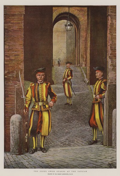الحرس البابا السويسري في الفاتيكان (chromolitho) بواسطة هاري هاميلتون جونستون