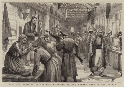 مع الروس في Adrianople ، يحاولون قبعات العدو في البازار بواسطة هاري هاميلتون جونستون