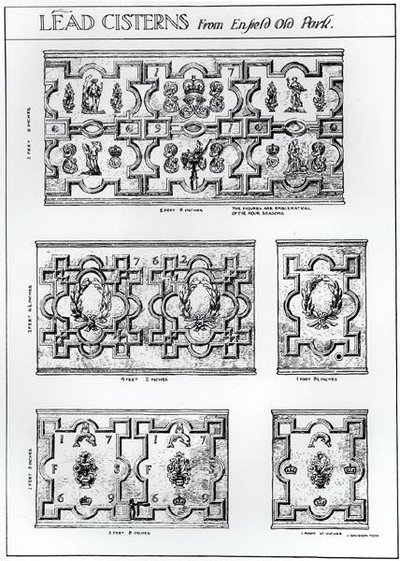 صهاريج الرصاص من إنفيلد أولد بارك ، حوالي 1900 (نقش) (صورة بالأبيض والأسود) بواسطة هاري إنغو تريجز