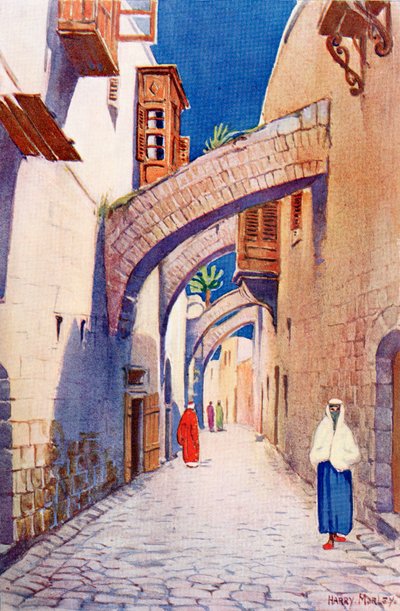 طريق الآلام، القدس، فلسطين، القدس، فلسطين، حوالي عام 1910، من كتاب فلسطين الحديثة لريتشارد بينليك نشر عام 1910 بواسطة هاري مورلي