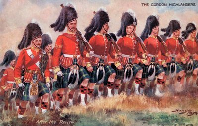The Gordon Highlanders, After the Review (colour litho) بواسطة هاري باين