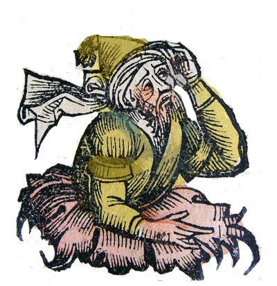 صورة للفيلسوف اليوناني بارمنيد ديلي (بارمنيدس اليوناني) بريقراط. Xylography of "" Chronicles of Nuremberg "" بقلم هارتمان شيدل بواسطة هارتمان شيدل