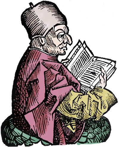 المؤرخ واللاهوتي بيد الموقر (673-735) (بيدا Venerabilis). Xylography of "" Chronicles of Nuremberg "" بقلم هارتمان شيدل بواسطة هارتمان شيدل