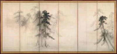 "" الصنوبر "" حبر على ورق بقلم Tohaku Hasegawa (1539-1610) القرن السادس عشر قاتمة 156x356 سم اليابان متحف طوكيو الوطني بواسطة هاسيغاوا تهاكو