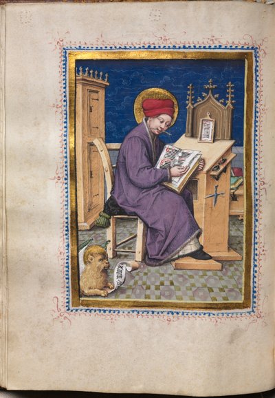 كتاب الإنجيل مع صور الإنجيليين: القديس مرقس ، ج. 1480. بواسطة سيد كتاب المنزل