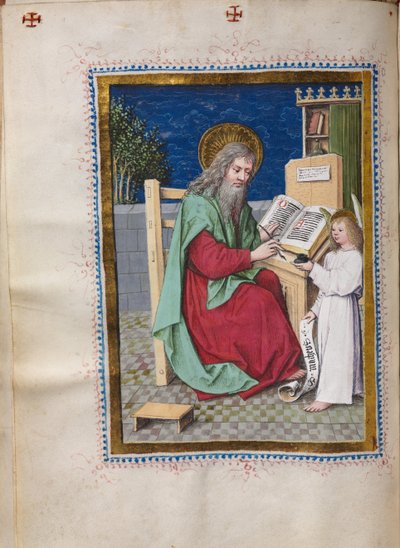 كتاب الإنجيل مع صور الإنجيليين: القديس متى ، ج. 1480. بواسطة سيد كتاب المنزل