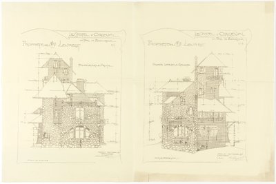 الارتفاعات ، الواجهات الجانبية اليمنى واليسرى ، Castel d&39;Orgeval ، Parc Beausejour ، بالقرب من باريس بواسطة هيكتور غيمارد
