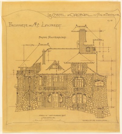 الواجهة الخلفية ، Castel d&39;Orgeval ، Parc Beauséjour ، بالقرب من Paris- Elevation بواسطة هيكتور غيمارد